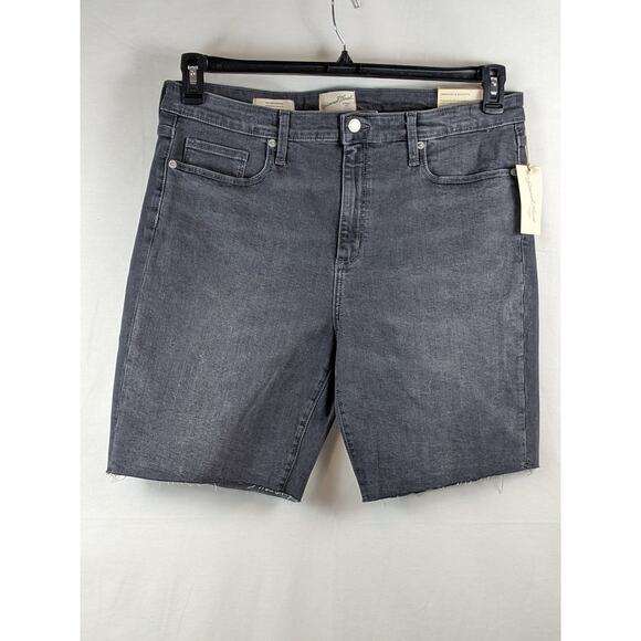 High Rise Bermuda Jean Shorts‎ Slim Leg Raw Hem Universal Thread Denim Gray 16 - Picture 10 of 11